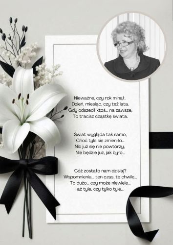 wiersz kondolencyjny i zdjęcie dr Anny Klinik